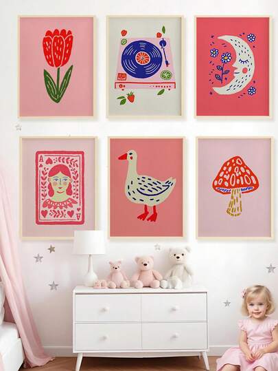 1pc Cuadros Canvas Wall Art - Baby Room Decor, College-Style Wall Art, Vibrant Art Deco Gallery Wall Decor, Energetic Dopamine Print, Dorm Room Decor, _ Framed Nursery Wall Art Perfect For Playroom Decor Nursery Decor, Parenting Room Decor, Preschool Decor, Boy's Room Decor Girl's Bedroom Decor Kids' Room Decor