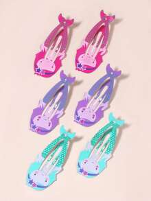 6pcs/Set Cute Mermaid Style Hair Clips, Fashionable & Versatile Daily Hair Accessories For Girls - Multicolor - View 4