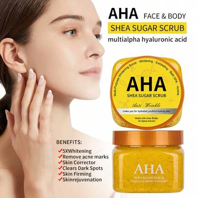 WWP AHA 乳木果糖磨砂膏 610克 用我们的 AHA 乳木果糖磨砂膏，展现肌肤最清新、最亮泽的一面！这款蕴含多种果酸和滋养乳木果油的活力配方，温和去除老废角质，疏通毛孔，促进细胞更新，令肌肤更加光滑均匀。在家即可享受水疗般的体验，肌肤倍感水润、透亮、触感柔软。