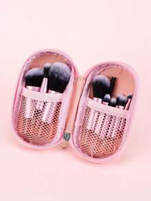 50 Mini Pink Makeup Brush Sets+1 Mini Zipper Bag, Paint, Makeup Brush, Rouge Brush, Eye Shadow Brush, Highlight Brush, Eyebrow Brush - Convenient Travel Makeup Tools - Multicolor - View 4