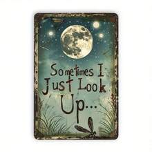 1pc, 8*12inch Vintage Metal Tin Sign,  Vintage Dragonfly & Moon Metal Tin Sign With Inspirational Quote "Sometimes I Just Look Up" - Rustic Wall Art For Home, Office, Bar, Cafe Indoor/Outdoor Decor, Office Artwork | Rustic Decor | Decorative Moth--Vintage Metal Tin Sign, Retro Advertisement Wall Art For Garage, Retro, Garage Decor, Room Decor, Man Cave, Gift Idea, --Vintage Metal Tin Sign, Retro Advertisement Wall Art For Garage, Man Cave, Bar & Kitchen  Wall Decor, Retro, Garage Decor, Room Decor, Man Cave, Gift Idea, Vintage Poster, Retro Sign, Metal Poster, Farmhouse--Tin Sign, Metal Wall Decor, Vintage Metal Sign, Retro Tin Sign, Funny Metal Sign, Bar Decor, Garage Sign, Metal Plaque, Kitchen Sign, Man Cave Deco,Vintage - Multicolor - View 2