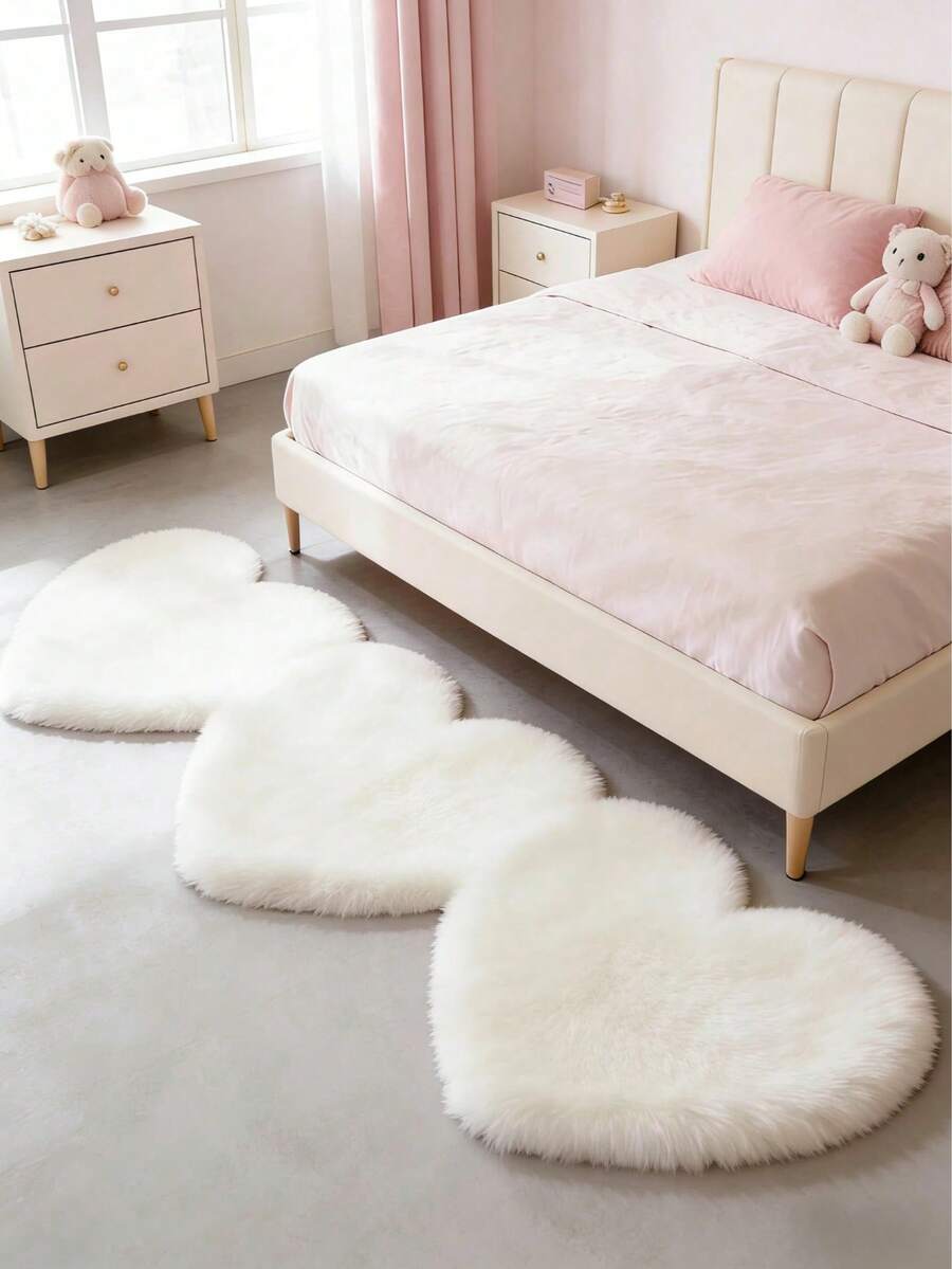 1 件粉色心形装饰地毯，情人节、母亲节礼物，卧室装饰，小地毯，地毯，家居装饰，客厅地毯，卧室地毯，户外地毯，可水洗