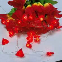 2m 20 piezas Luces de Cadena LED con Decoración de Corazón Rojo, Luces de Hadas, Alimentadas por Batería de 4.5V, Adecuadas para Boda, Vacaciones, Dormitorio, Fiesta, Ambiente, Cabecero, Habitación, Día de San Valentín, Iluminación Decorativa - Blanco Cálido - Ver 4