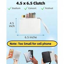 4.5 X 6.5 Clutch Stadium Approved, Leather Coin Purse For Women Wristlet Money Pouches For Cash Car Change With Zipper Lipstick Holder, Extra Small Makeup Bag For Purse Organizer Insert, White - White - 查看 3