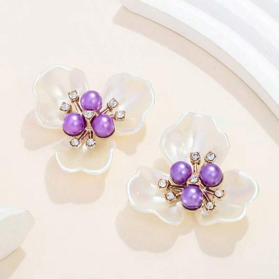 10/5 chiếc khuy trang trí hình hoa đính ngọc trai giả, phụ kiện trang trí mũ, váy, đồ thủ công tự làm.