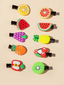 10 Pieces Of Cute Fruit Hair Clips For Girls - Multicolor - View 6