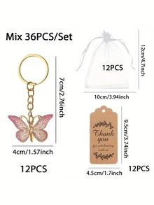 Bộ móc khóa hình bướm acrylic mới 18/36 chiếc, phụ kiện quà tặng ngày lễ. - Móc khóa vàng - Xem 7
