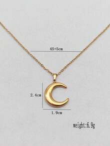 1pc Fashionable Minimalist Necklace For Women, Elegant Moon Pendant Clavicle Chain, Versatile & High-End - Yellow Gold - View 5