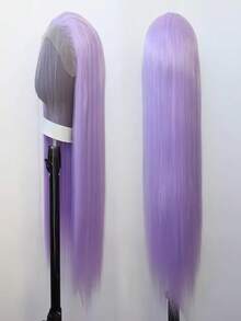 Women's Purple Long Straight Wig, Made Of Synthetic Fiber, Heat Resistant, Can Part Bangs, Suitable For Daily Wear, Party, Cosplay - 淡紫色 - 查看 7