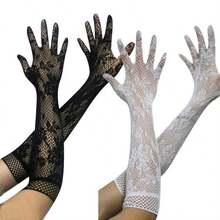 Sexy Sheer Lace Stretchy Gloves - Alluring Lingerie Set For Brides, Nurses And Maids - Multicolor - View 2