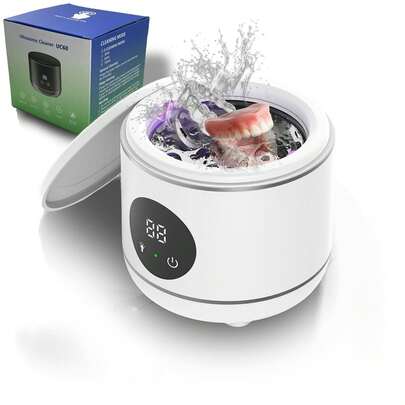 家用超声波清洗机，适用于珠宝和假牙，带紫外线灯、遥控器和消毒功能