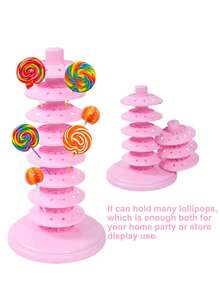 1pc Adjustable Multi-Tier Lollipop Stand, Pink Plastic Candy Display Rack, Tree-Shaped Design, Suitable For Baby Shower, Gender Reveal, Girl's Birthday Party Tabletop Decor, 1st Birthday Lollipop Display Stand, Pink Decor, Multi-Tier Skewers, Sturdy And Durable, No Power Needed, Kitchen & Dining Decor, Party Candy Bar Supplies, Birthday Gift, Party Favors - Pink - View 11