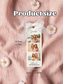 1/3pcs Personalised Photo Strip Bridesmaid Proposal Card,Customize Photo And Text,Photo Bridesmaid Proposal Card Template,Will You Be My Bridesmaid Card Proposal Photo Card Boho Rustic Modern Minimalist Wedding Calligraphy,Bridesmaid Proposal Photo Strip Card,Satin Ribbon Bow, Maid Of Honor - Multicolor - View 6