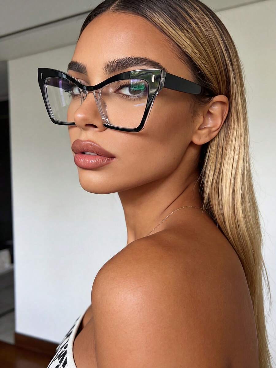 Women's Plastic Frame Cat Eye Computer/Gaming/TV/Phone Glasses, Light Glasses, Fashion Eyeglasses Frame - Multicolor - View 1