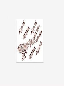 1 pieza Tatuaje temporal de estilo de henna con diseño floral y de vid, tatuaje adhesivo exótico resistente al agua y de larga duración para manos y dedos - Multicolor - Ver 5