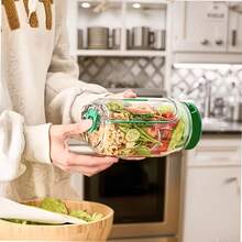 Leak-Proof Salad Container With Side Opening | Microwave, Dishwasher, Fridge - Sealed Lid, Polypropylene Material, Suitable For Lunch, Meal Prep, Travel - Multicolor - View 6