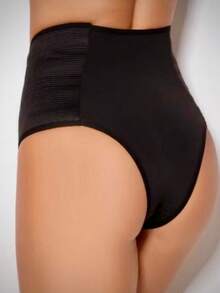 Calcinha de maternidade feminina de cintura alta com suporte abdominal para maior conforto durante a amamentação. - Preto - Visão 8