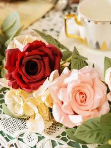 13-Head Premium Rose Vine, 1pc, 180cm, Suitable For Spring/Summer Home Decor, Room/Bedroom Decor, Wedding Decor, Stair Railing Wrap, Tabletop Centerpiece, Valentine's Day Gift - Burgundy - View 7