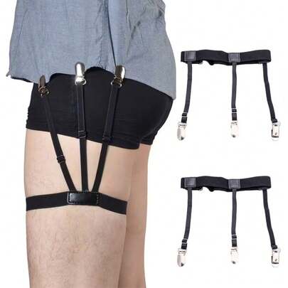 Shirt Anti-Wrinkle & Anti-Slip Clips, Adjustable Elastic Shirt Stays Garters For Men & Women