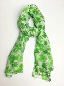 1条圣帕特里克节爱尔兰三叶草围巾，节日礼物，圣帕特里克节围巾，女士头巾，女士围巾 - 綠色 - 查看 7
