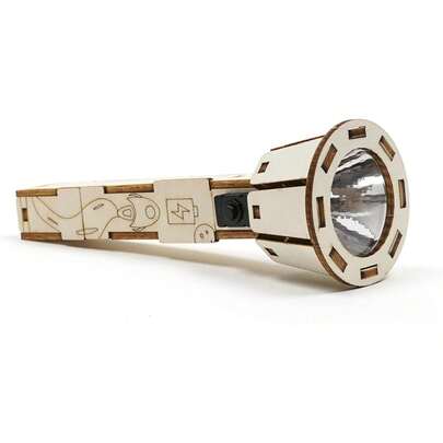 Houten zaklamp STEM-kit voor kinderen van 8-12 jaar | Batterijgevoede educatieve wetenschappelijke experimenteerset met ingebouwde schakelaar