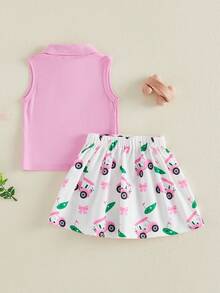 Young Girls Tank Top Co-Ords - Pink - View 2