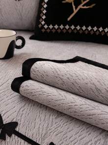 1件欧式清新不规则沙发垫套，蝴蝶结饰边镶嵌，雪尼尔质感沙发垫，奢华简约沙发套，保护沙发，防滑防尘防刮，装饰沙发，适用于卧室、客厅、办公室、书房，可机洗，通用沙发套 - 灰色 - 查看 8