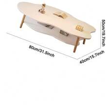 2 Layer Coffee Table Cloud Tea Table Modern Living Room Desk Shelf 80cm Cloud-Sh - White - View 6