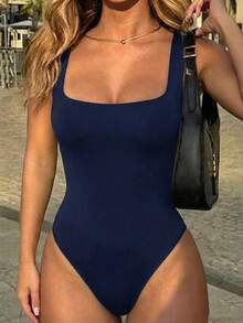 Vaiaye 女士性感 Y2K 连体裤，方领无袖背心连体衣，女士健身服，2026 春夏嘉年华女士造型 - 藏青色 - 查看 4