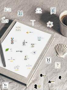 65张STEM贴纸套装，手绘科学美学设计，化学和物理学习工具，送给科学爱好者和学生的礼物，学习用品 - 科學元素 - 查看 6