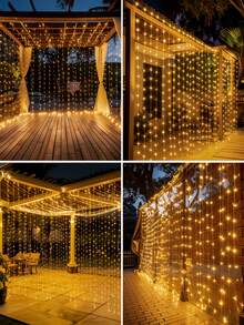 One-Piece Set, 100/200/300 LED Solar-Powered Outdoor String Lights, Solar-Powered Copper Wire Fairy Lights With 8 Lighting Modes, Perfect For Weddings, Parties, Balconies, Terraces, Tents, Eaves, Camping, Gardens, Trees, And Patio Decorations. - Multicolor - View 5