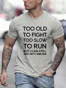 Camiseta para Hombre, Camiseta Gráfica Clásica, Camisetas Suaves y Cómodas para Hombre, Logo de Escritura, 180g, 100% Algodón 4WGS - Gris - Ver 12