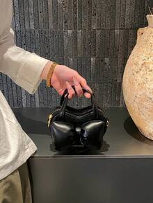 开斋节快乐！新款超酷3D心形包包，可爱蝴蝶结包包，超迷你朋克风手提包，零钱包，晚宴手拿包 - 黑色 - 查看 2