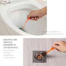 1-Piece Drain Pipe Unclogging Tool Set, Plastic Drain Pipe Unclogger, Designed Specifically For Removing Hair From Shower Rooms, Kitchen Sinks, Bathtubs, And Bathroom Pipes, Effectively Captures Hair During Drain Cleaning. - 1PC-orange - View 8