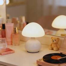 1 chiếc đèn hình nấm phong cách retro tối giản, đế hình cầu, dùng nguồn USB, 3 màu, có thể điều chỉnh độ sáng, đèn trang trí bàn làm việc, đèn ngủ, đèn quà tặng, thích hợp cho phòng ngủ, phòng học, ký túc xá, phòng khách, đa năng. - Ba màu - Xem 8