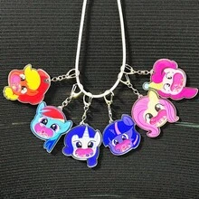 1pc My Little Pony Sweet & Cool Acrylic Shaker Keychain , Pinkie Pie, Fluttershy, Twilight Sparkle, Rarity, Apple Jack & Rainbow Dash Bubblegum Face Keyrings, Bag Charms For Women & Pony Fans - Multicolor - View 4