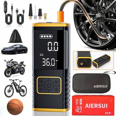 SUITU Portable Car Air Compressor, Wireless Handheld Inflator, Smart Air Pump, Car Inflator, Equipped With 11.1V 2000mAh Lithium-Ion Batteries. Suitable For Inflating Car And Motorcycle Tires. Car Accessories/Gifts