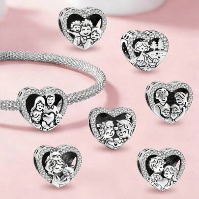 1pc Fashion Cat Heart Shaped Beads Suitable For Various Professional Fields Women Bracelet Bangle DIY Jewelry Making And Daily Matching Decoration Jewelry For Girls