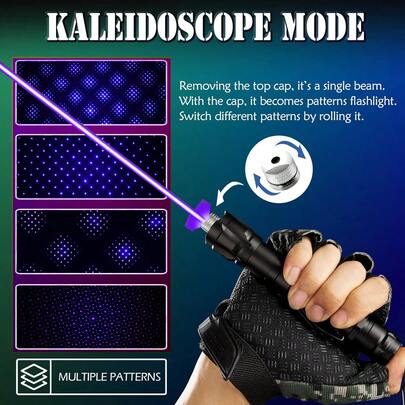 [Tactical Laser Designator] Adjustable Focal Length Purple/Green/Red Laser Designator, Flashlight + Fast Charger + Spare Batteries, Laser Tactical Flashlight, Multiple Patterns, Suitable For Indoor Or Outdoor Use, Perfect As A Demo Gift.