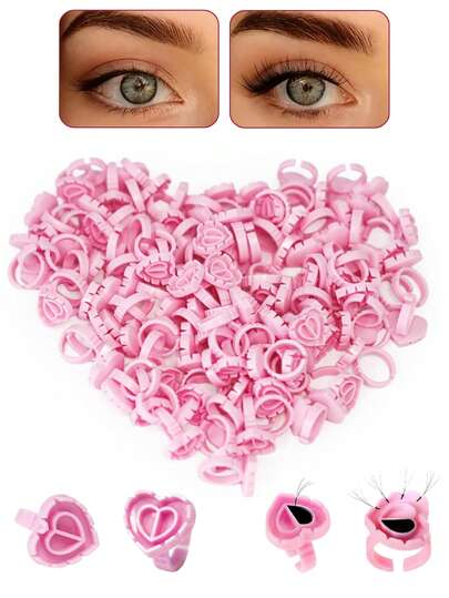 300/100/1pc False Eyelash Tattoo Color Material Cup, Eyebrow Tattoo Ring Cup, Eyelash Graft Glue Ring Cup, Beauty Eyelash Tools, Beauty Eyelash Store Tools, Simple And Easy To Use.