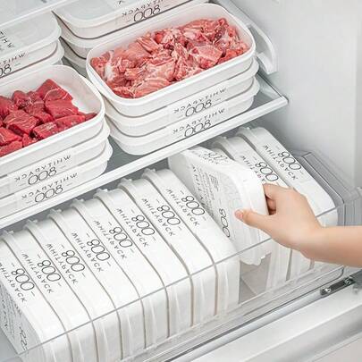 5个装 - 冰箱储物盒，冷冻肉类保鲜盒，每周餐食准备盒，专用冷冻分装盒 - 家用冰箱密封冷冻盒，适用于饺子等厨房用途，厂家直销