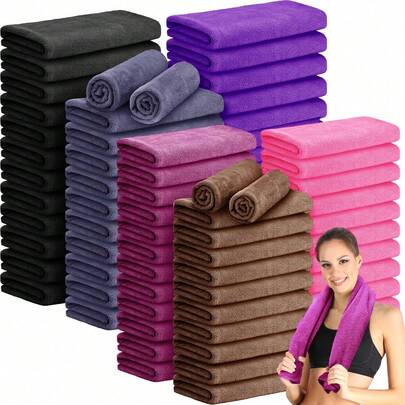 12pcs Ultra-Soft Microfiber Gym Towels, 12 X 12 Inches, Bleach-Resistant, Highly Absorbent, Quick-Drying, Lightweight, Suitable For Hand Care, Salon, Bathroom, Spa, Hotel, Pool, Home, Hair Care (Light Gray)