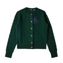 Polo Ralph Lauren Classic Embroidered Wool Cardigan | Cable-Knit Cashmere Blend Crewneck Button-Front Sweater, Women's Timeless Knitwear - 墨綠色 - 查看 7