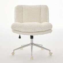 Home Office Chairs - Cream + Faux Fur + Foam - View 3