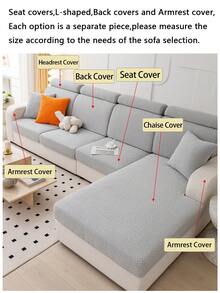 1pc Modern Plush Sofa Slipcover, Non-Slip Elastic Cover, Suitable For 1/2/3/4 Seater Sofa, Pet Friendly, Machine Washable - Nian Chu - Light Grey - View 8