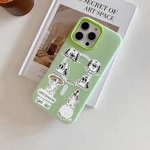 Cachorro blanco con contorno negro y manzana. Esta elegante y bonita funda es compatible con Samsung, Apple, VIVO, OPPO, , Transsion, ,  y Honor. Fabricada en silicona TPU, ofrece protección contra golpes y caídas, además de una sensación superior. Es un regalo ideal para familiares, amigos y seres queridos, y la opción perfecta para San Valentín y Año Nuevo. - Verde - Ver 3