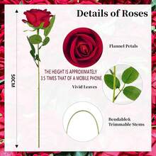 1/5/10/20pcs Artificial Deep Red Rose, Fake Rose, Suitable For DIY Wedding Bouquet, Tabletop Decor, Bridal Shower, Valentine's Day Decoration, Baby Shower, Home Decor, Indoor/Outdoor Decoration - Red - View 3
