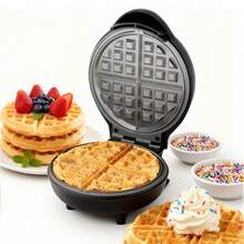 SUPERLEX 750W Waffle Maker, Mini Waffle Iron, Automatic Temperature Control, Non Stick Coating, Cool Touch Handle, Round Waffle Machine For Family - UK Plug(220-240V) - View 2