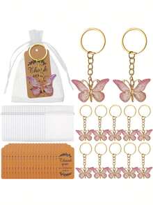 Bộ móc khóa hình bướm acrylic mới 18/36 chiếc, phụ kiện quà tặng ngày lễ. - Móc khóa vàng - Xem 4