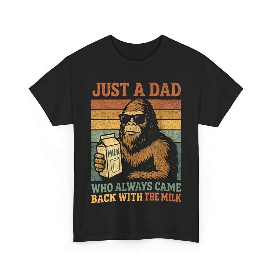 Camiseta de Papá Pie Grande, Solo un papá que siempre regresaba con la camiseta de leche - Negro 2 - Ver 1